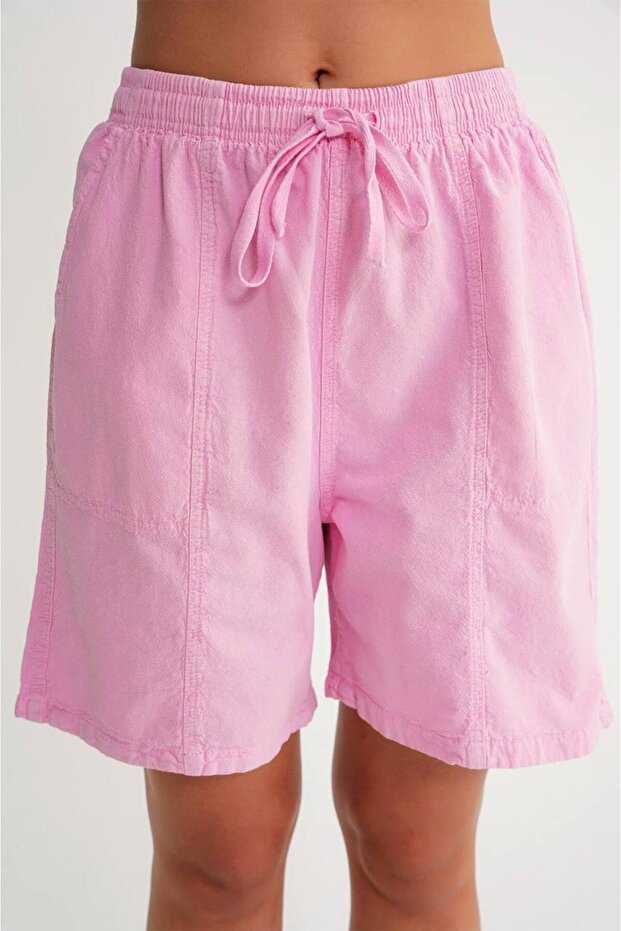 Women's Comfortable Cut Shorts with Elastic Waist and Laces