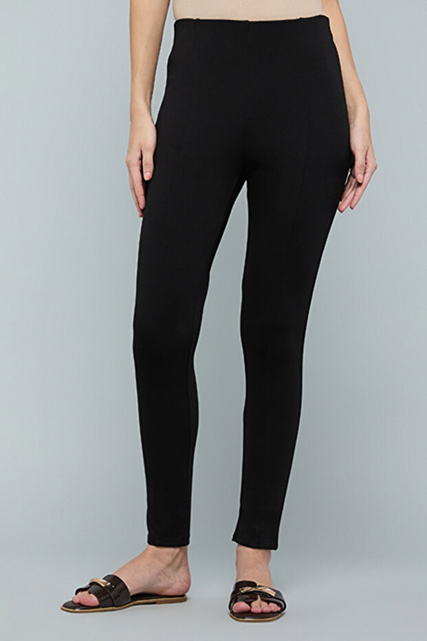 Seam Detail Slim Fit Pants with Elastic Waist
