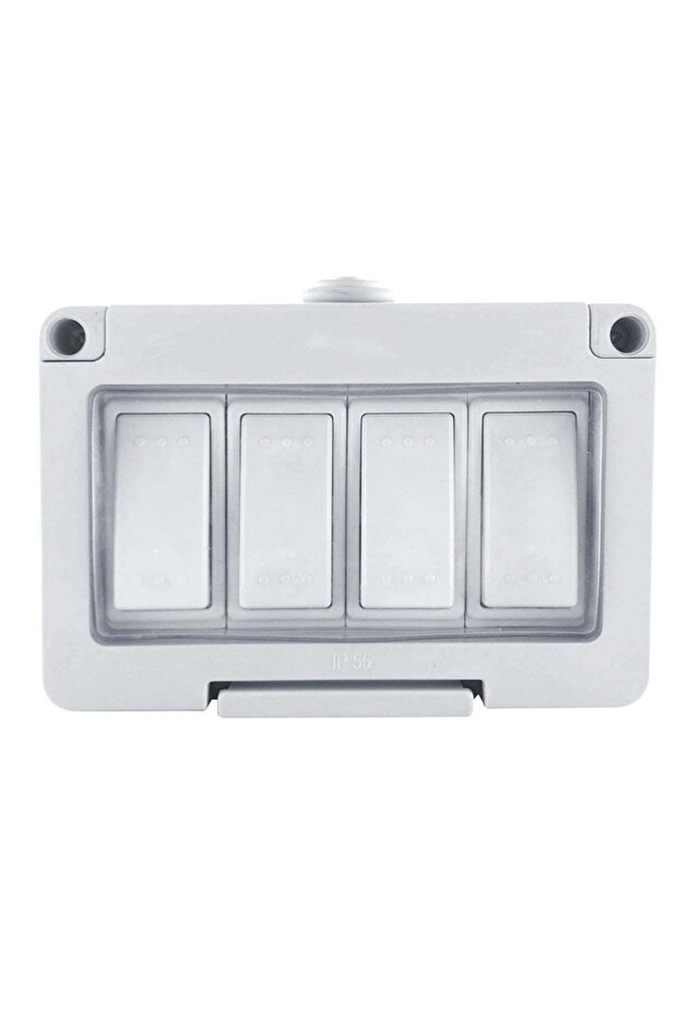 Outdoor Waterproof Switch Box, IP55-Rated, 4-Gang, White, Weather Resistant