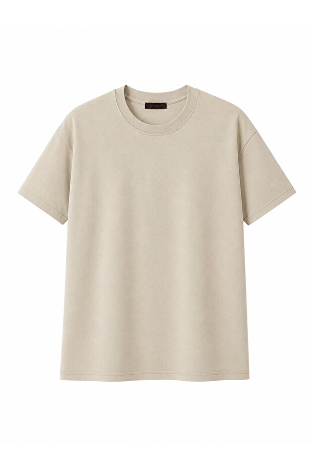 Men's Basic T-Shirt Regular Fit 100% Cotton Beige Color