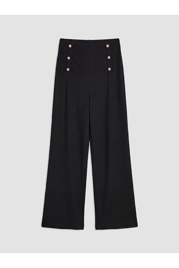 Vizyon New Season Girls' Trousers with Elastic Waist and Button Detail
