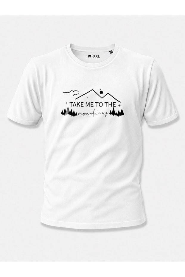 "Take Me to the Mountains" Mountain Print 100% Cotton Navy Blue Nature T-Shirt