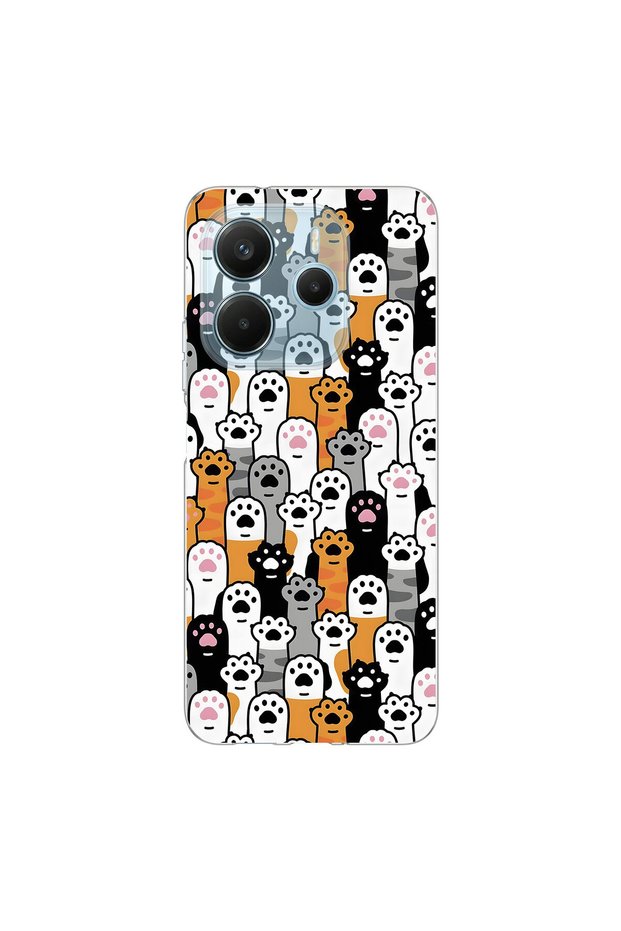 Redmi Note 14 Compatible Kedişler 3 Design Transparent Case