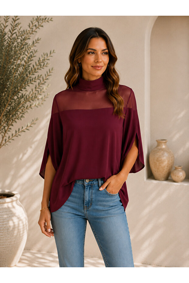 Women's V-Neck Loose Buttoned Short Sleeve Blouse