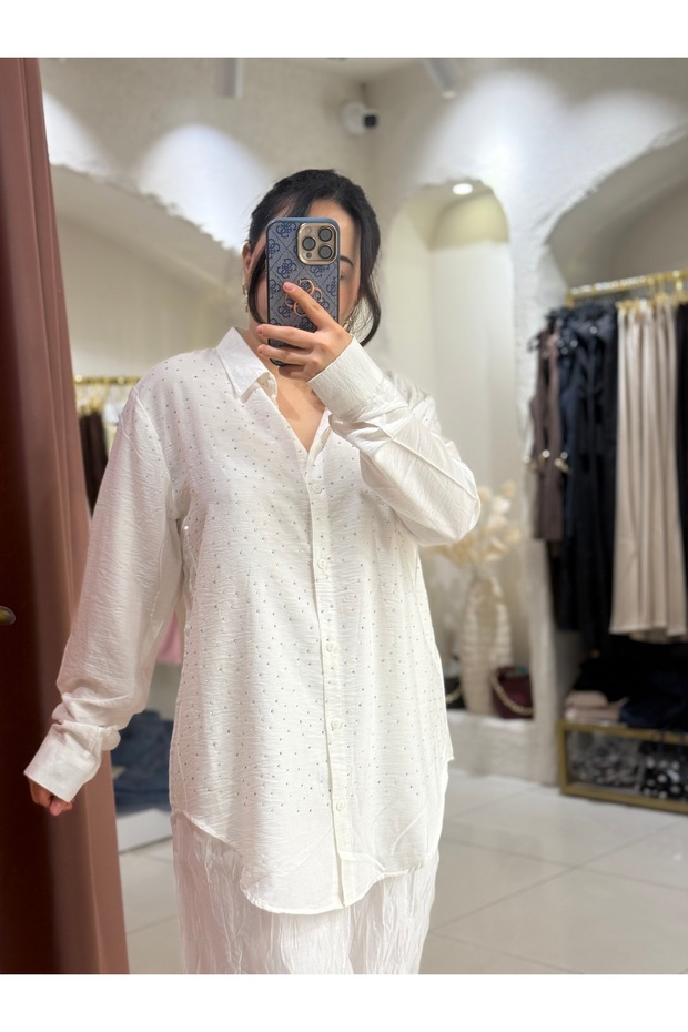 Taşlı Oversize Gömlek