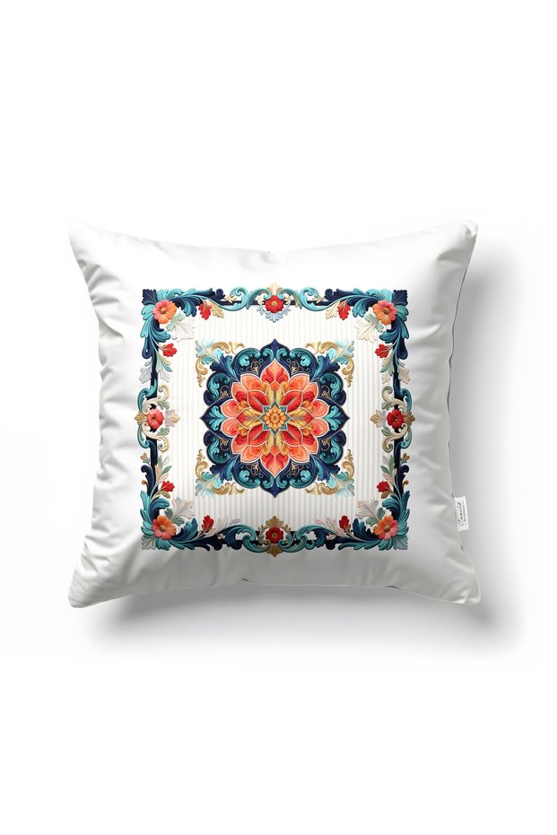Butterfly Motif Patterned Multi-Colored Square Throw Pillow 43 X 43 cm Double-Sided Throw Pillow Cover 1 Pc