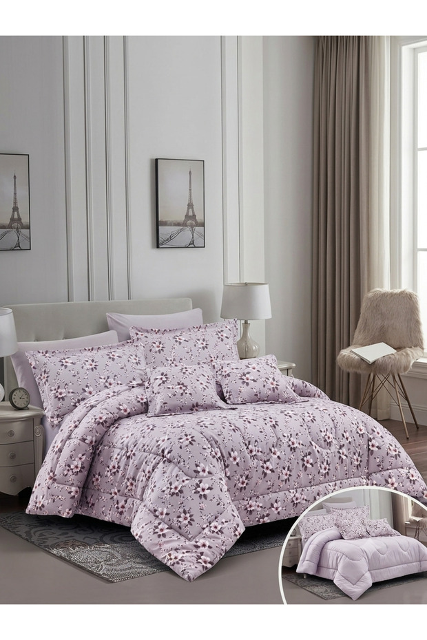 مفرش سرير مزدوج صيفي بارد - مايكروفايبر - 6 قطع - لحاف نفرين صيفي 6 قطع - 230*250