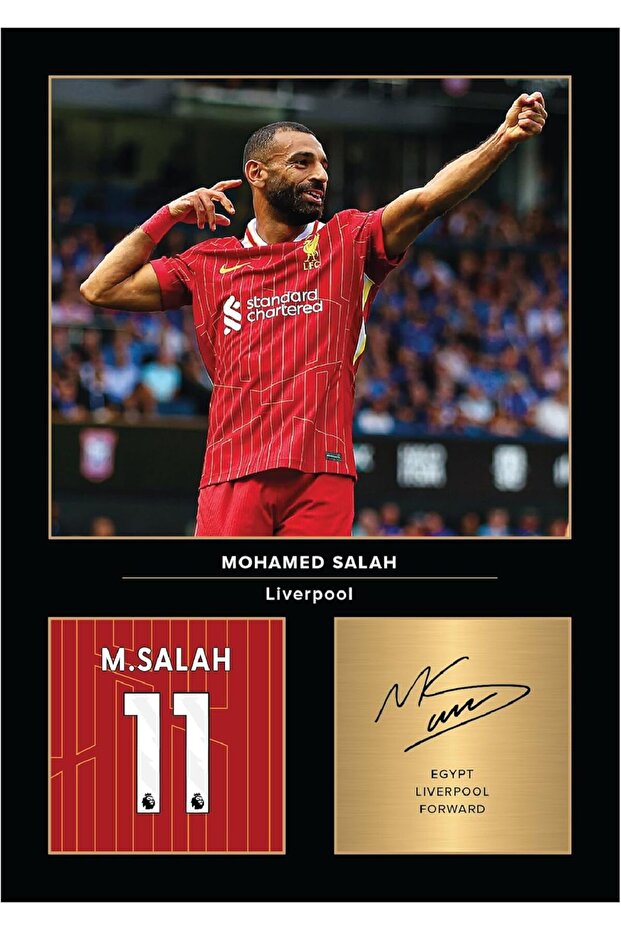 Wall Art Mo Salah Signed A3 Printed Photo Picture Display Gift For Liverpool Fans Digitally Reproduced Signature 30X40 LAMINATED Unframed