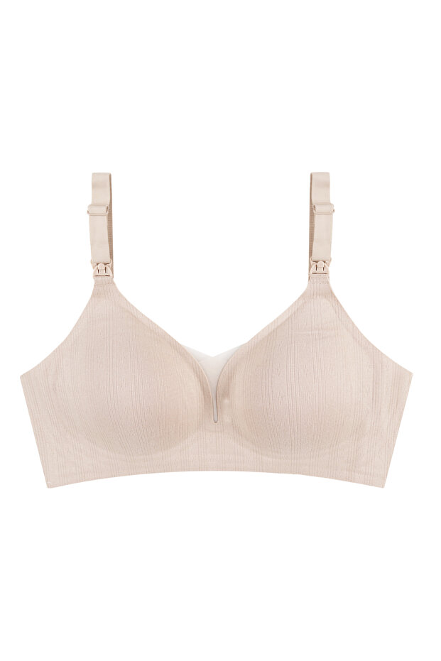 Women's Cotton Ribbed Tulle Detailed Nursing Bra