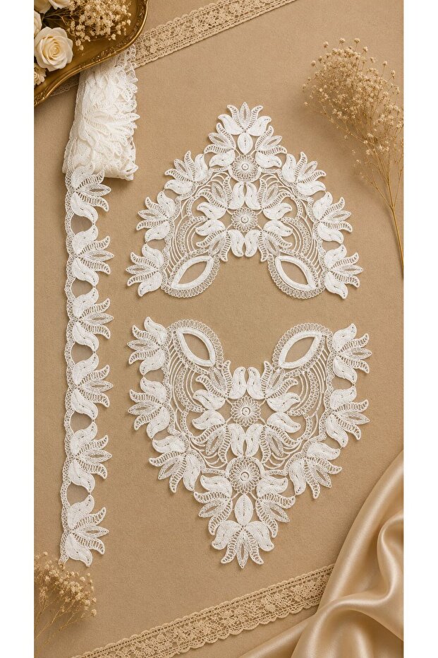 Tulip Pattern French Lace 11 Meters 2 Pieces Applique