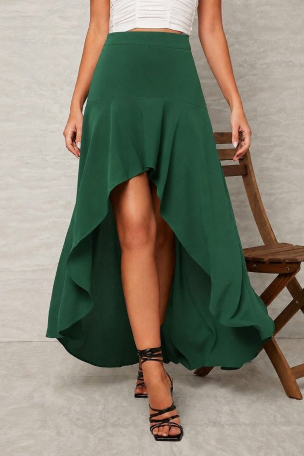 New Season Women's High Waist Sandy Skirt with Asymmetrical Front Detail