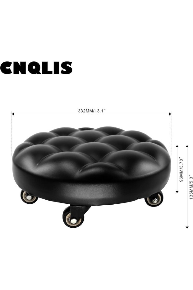 Black Leather Low Roller Seat, Bench with Wheelchair, Low Bench ,Low Height, Rolling Bench with 360° Swivel Casters,for Home Office, Round Car Repair