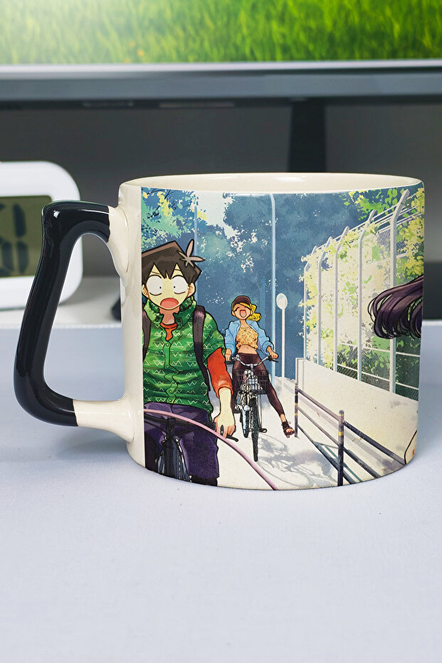 Komi Can'T Communicate Anime Printed Ceramic Luxury Mug (1 Piece) Custom Black Handle Wave Handle V3D