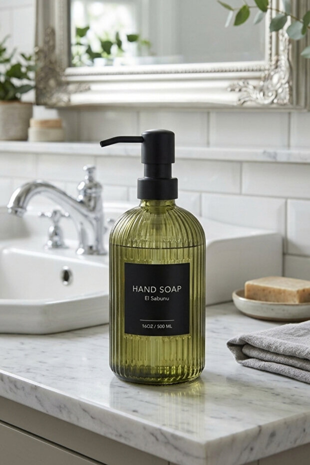 500 ml Black Lid Glass Luxury Liquid Soap Dispenser