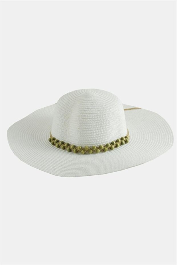 Beaded Knitted Straw Hat