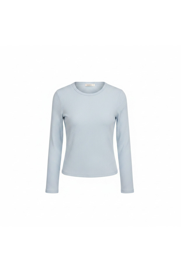 Collective Light Blue Ribbed Long Sleeve Top
