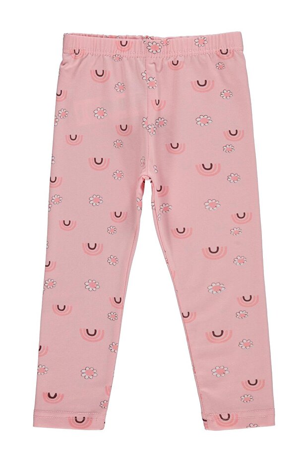 Rabbit Patterned Leggings for 2-5 Years Km - Powder