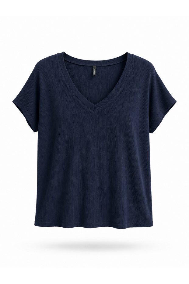 V-Neck Flowy T-Shirt Top Women's Dark Navy Blue