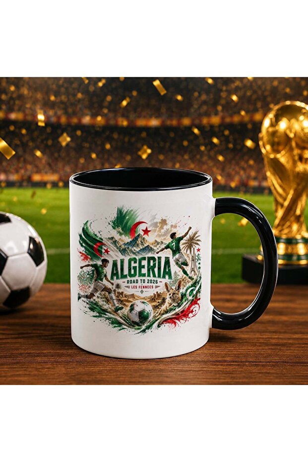 كأس أسود بتصميم كأس العالم 2026 بتصميم مشجعي الجزائر