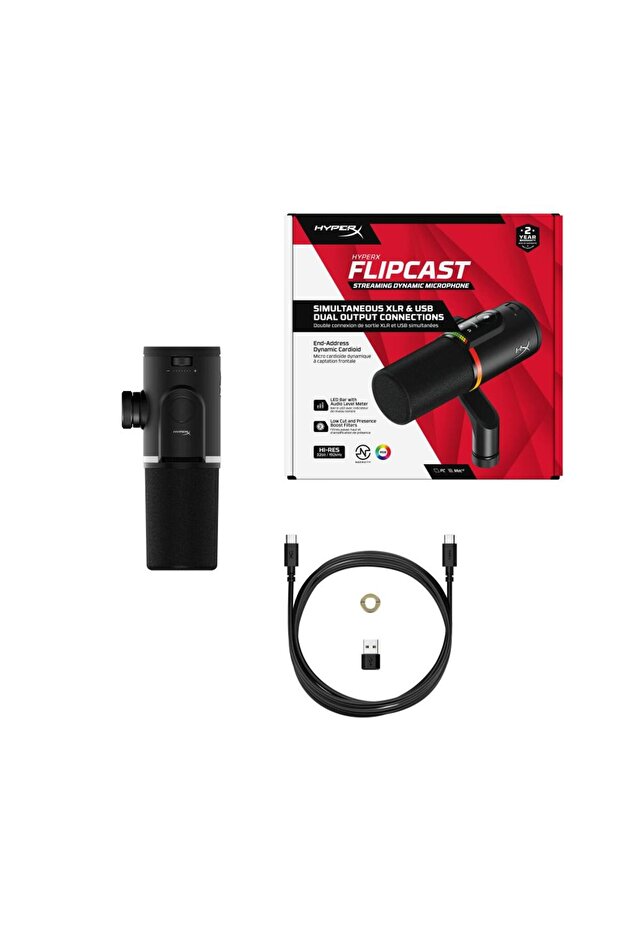 Microfon dinamic FlipCast, USB-C/XLR, Cablu 3m (Negru) - 7