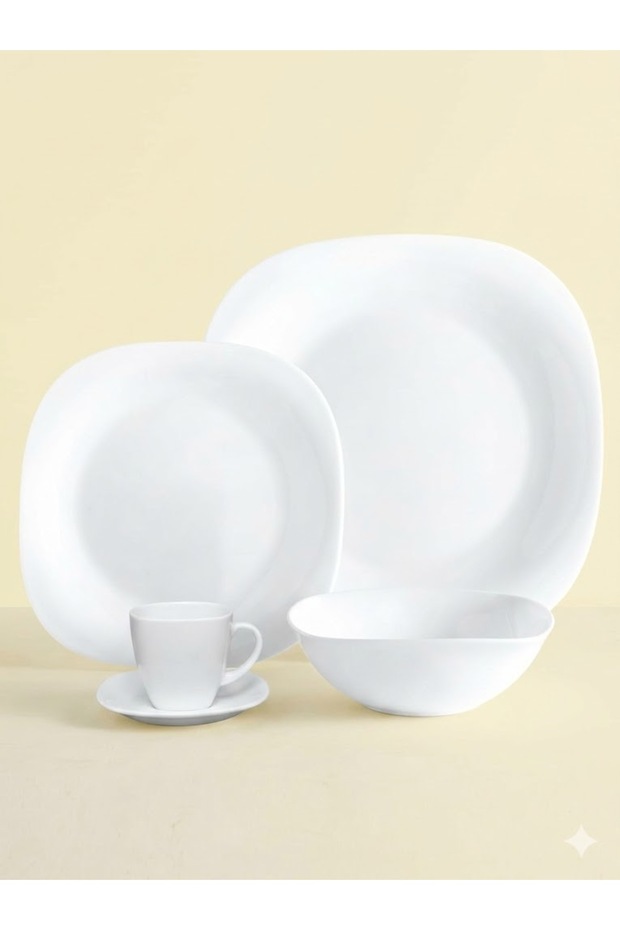 16 Pcs Opal ware Dinner set 4 x Dinner plate 4 x Dessert Plate 4 x Bowl 4 x Cup and Saucer Dishwasher Microwave safe BPA Free