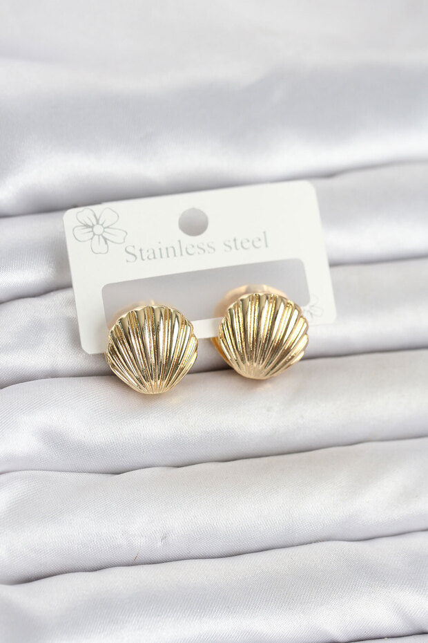 316L Steel Gold Color Sea Shell Model Women's Earrings -