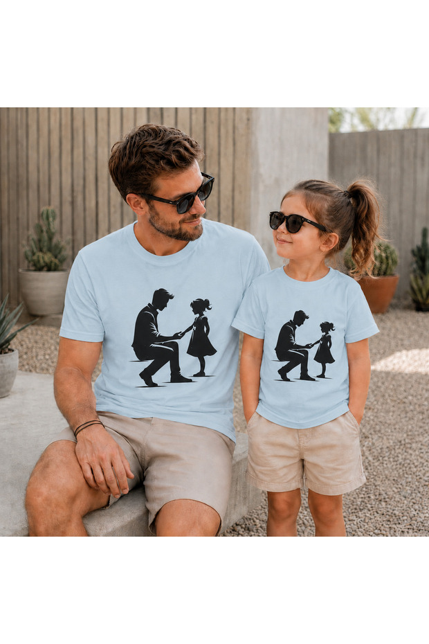 Father and Daughter Oversize T-Shirt with Side-By-Side Print (Sold Individually)