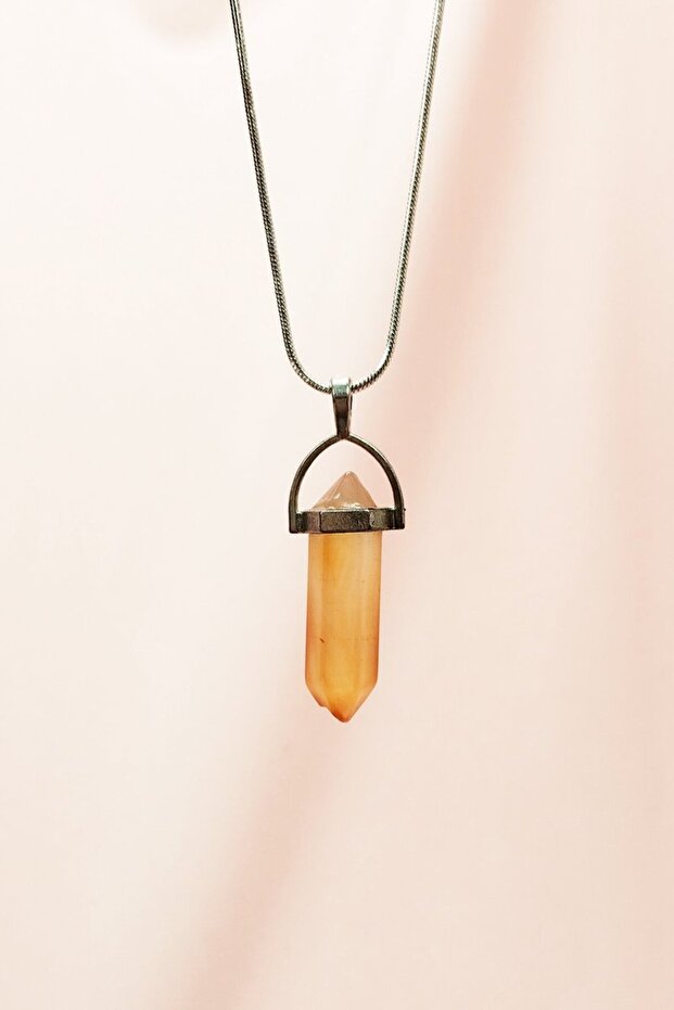 Handmade design necklace with chain from natural calcite stone: 3.5 cm chain: 20 cm boxed