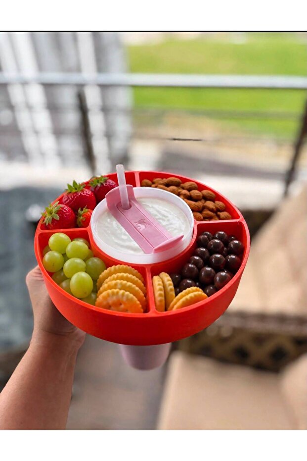 1.18 Lt Thermos 4 Compartment Plastic Snack Plate Thermos Organizer
