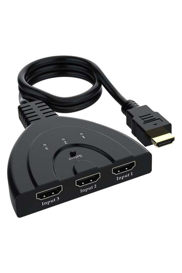 PM-17229 جهاز تجميع وتقسيم إشارات HDMI بثلاثة مداخل ومخرج واحد مع كابل 30 سم
