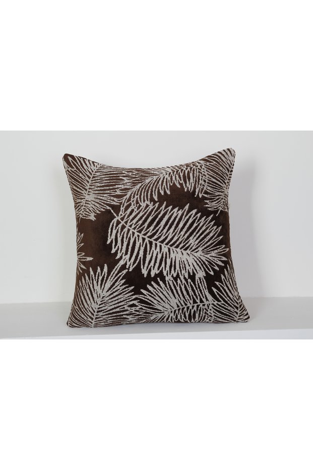 Brown Leaf Pattern Decorative Throw Pillow Cover Tropical Modern Design