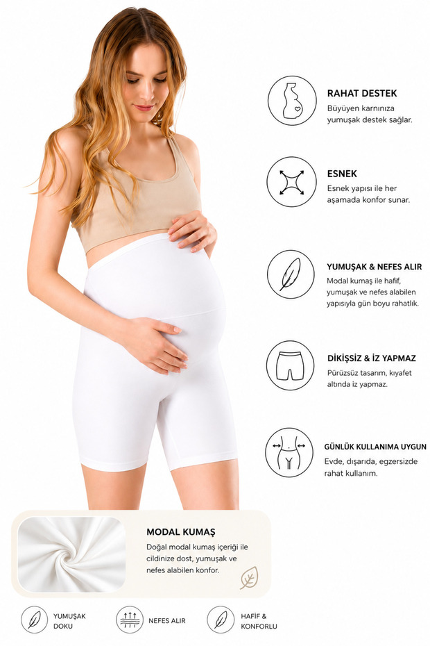 Modal Maternity Shorts High Waist with Abdominal Support Flexible and Breathable Maternity Shorts