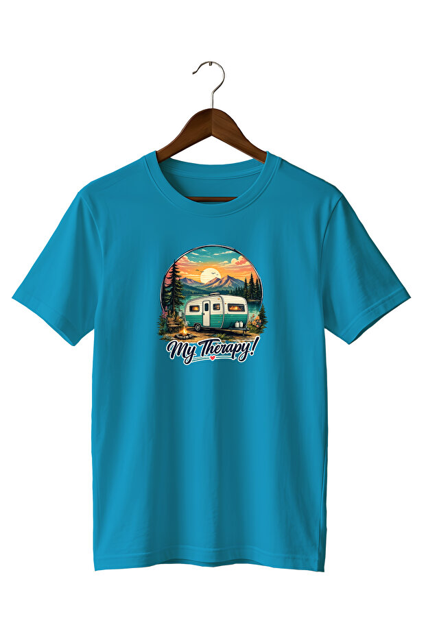 Nature Mountain Caravan and Sunset My Therapy Printed T-Shirt 100% Cotton
