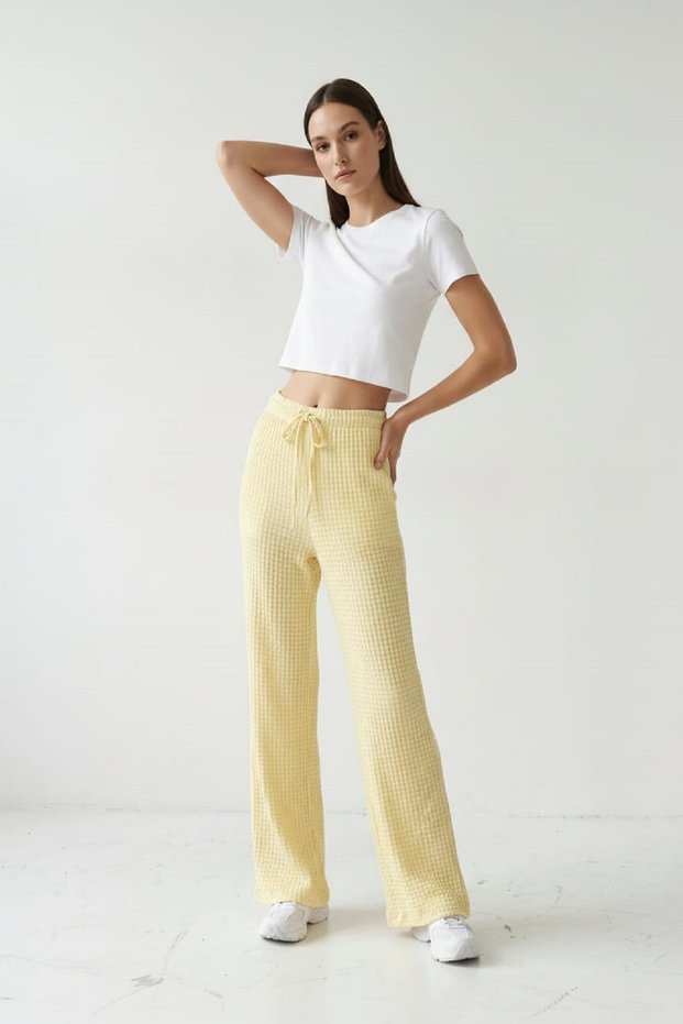 Women's Bubble Gofre Trousers Yellow