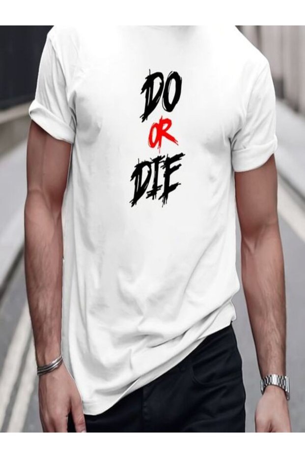تي شيرت أبيض مطبوع عليه Do or Die