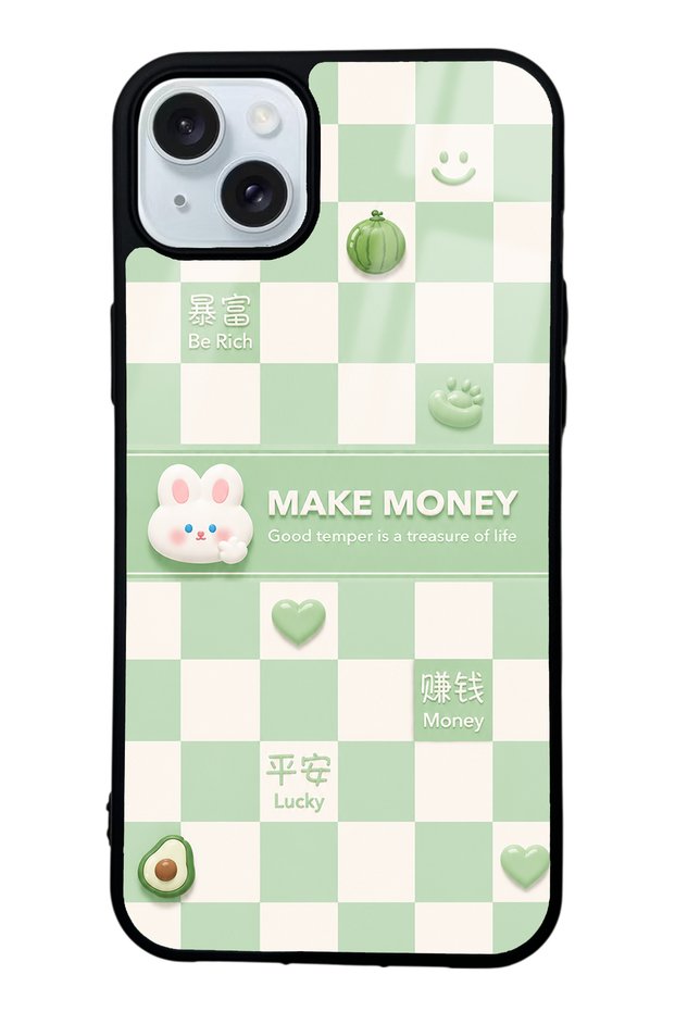 iPhone 15 Plus Green Make Money Design Glossy Phone Case