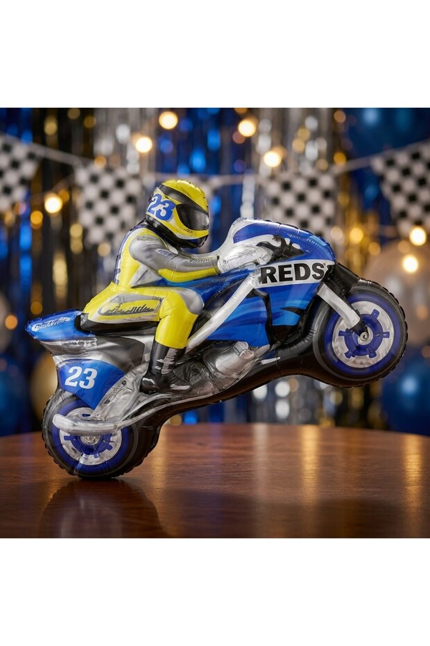 Foil Balloon Racing Motorcycle Navy Blue 53X66 cm Birthday Party Ornament Racing Themed Decor