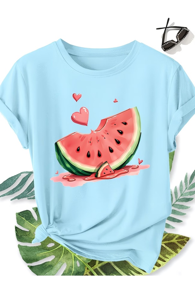 Women's Watermelon Printed Oversize T-Shirt Casual