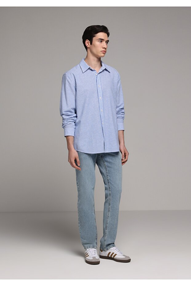 Straight Fit Men's Light Indigo Denim Jean Trousers