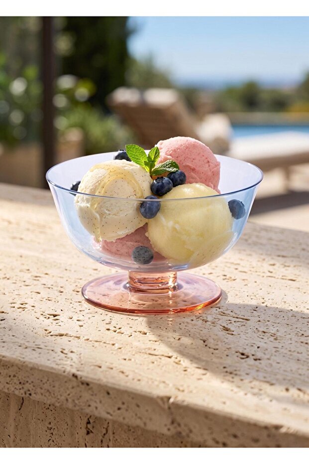 Ice Cream Dessert Presentation Bowl Blue Orange