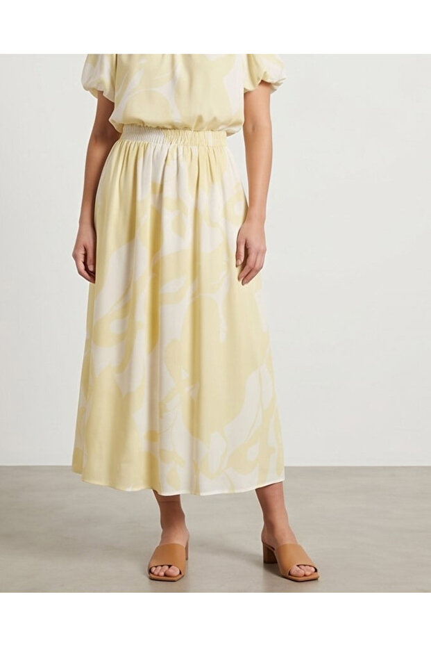 Women Yellow Printed Skirt