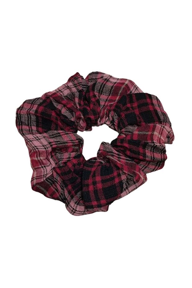 Women's Plaid Pattern Bagel Rubber Buckle Hair Clip
