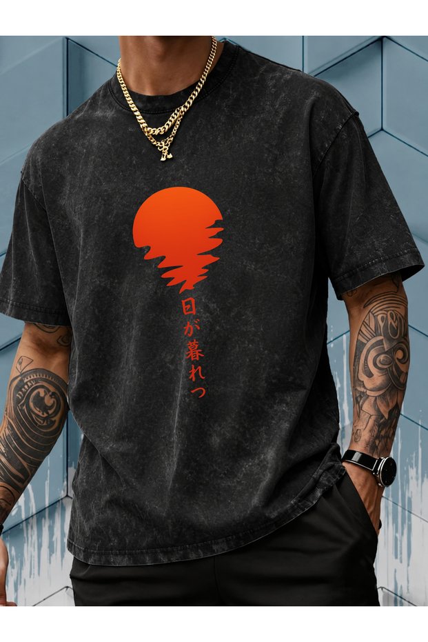 Acid Washed Oversize Unisex T-Shirt Washed Vintage Street Style Street Fashion Cotton Comfortable Fit Daily Wear T-Shirt