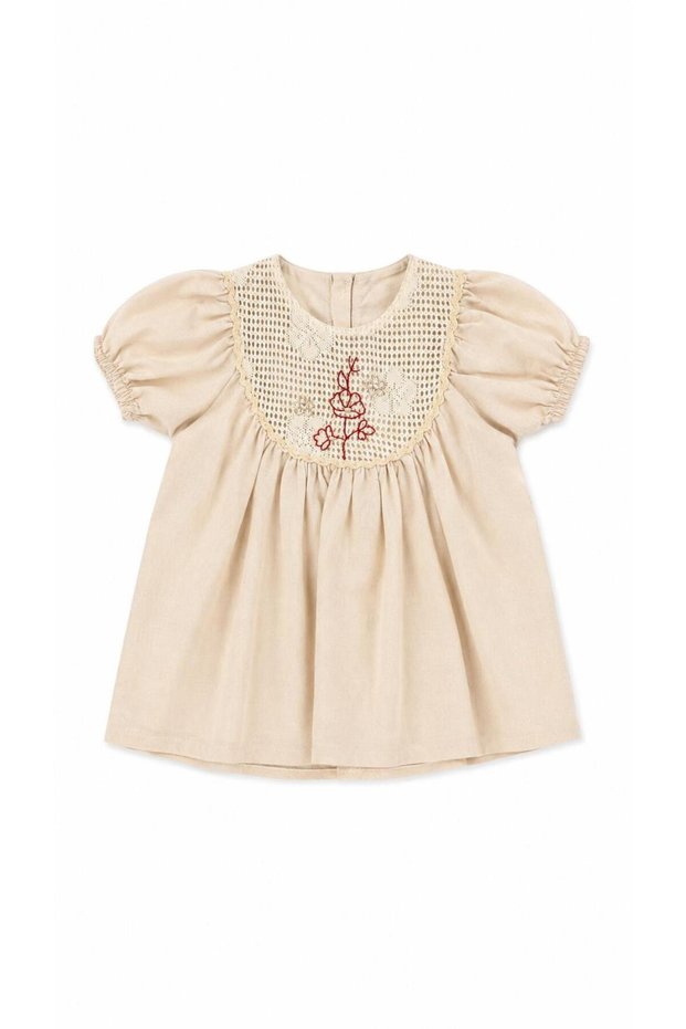 Baby Girl Lace Collar Embroidery Detailed Dress Cotton Summer Stylish Dress 6-24 Months