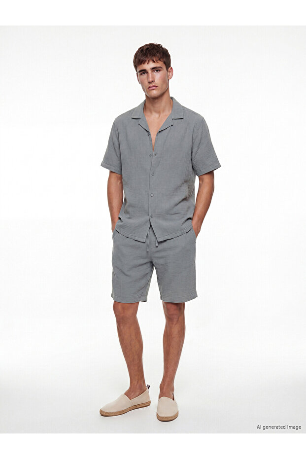 NEVAVM شورت رجالي ذو قصة عادية مع فرق في المقاس