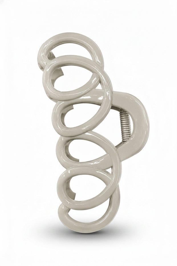 Cream Color Spiral Design Large Size Hair Clip Claw Clip