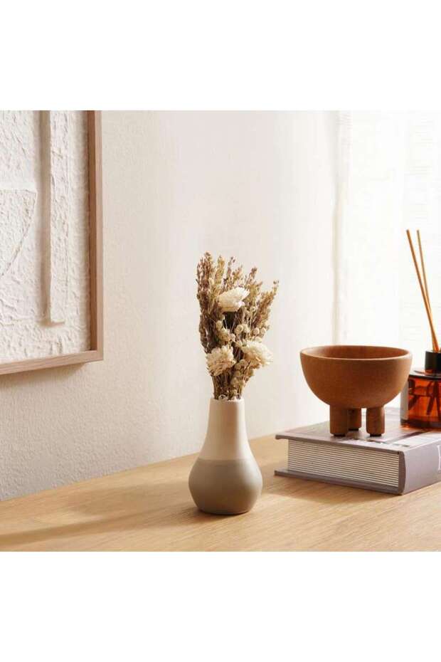 Nexun Flower Bouquet with Ceramic Vase 7x13x25cm - Natural