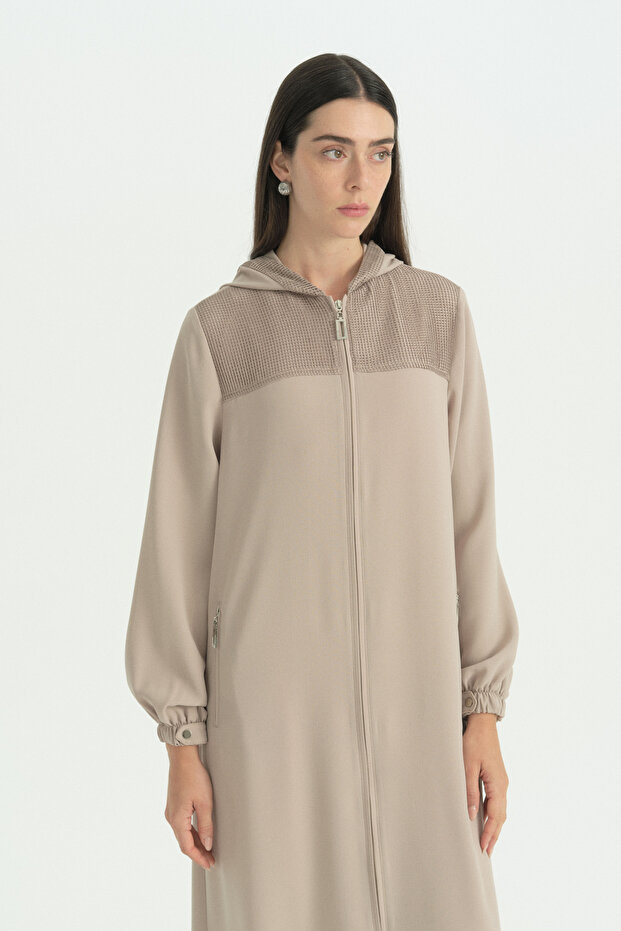 Sequin Mesh Detailed Ferace - Stone - 2