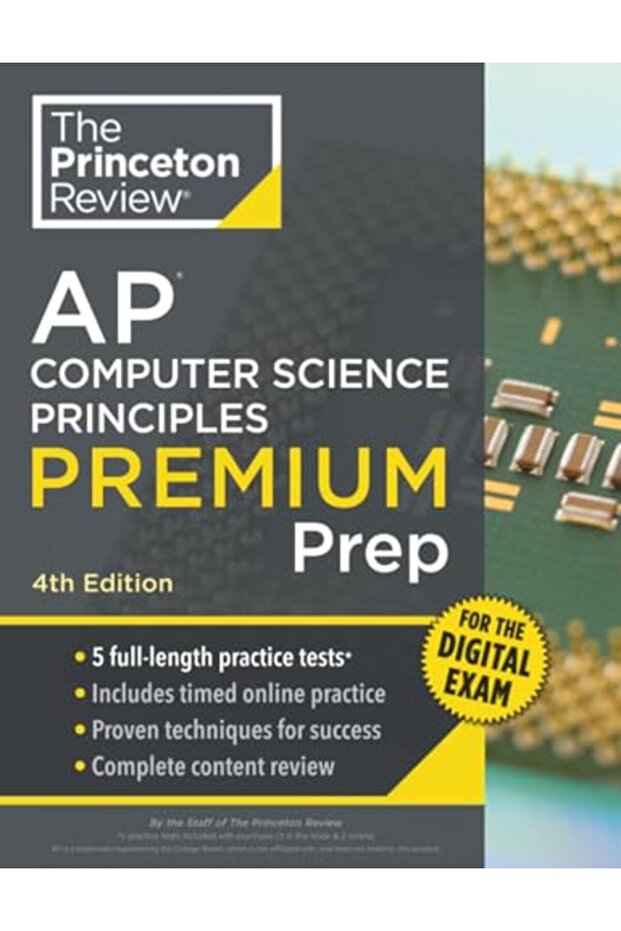 مراجعة برينستون لامتحان مبادئ علوم الحاسوب AP - النسخة المميزة، الإصدار الرابع: 5 اختبارات تدريبية + محتوى رقمي
