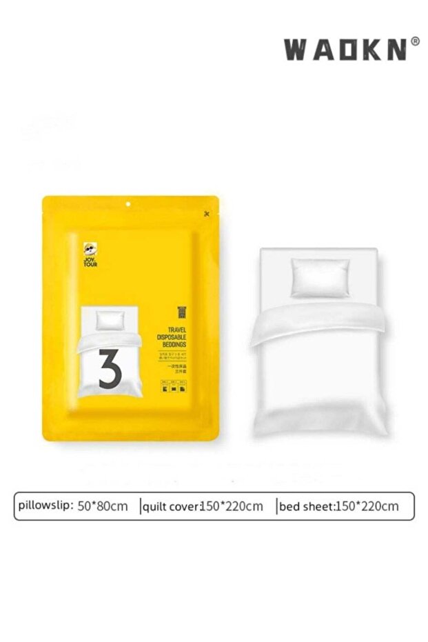 3 Piece Travel Disposable Bedding Set, SMS Material Single Disposable Bedding Sheets for Travel & Camping